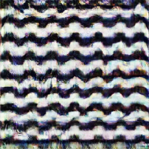 Blurry rows of wavy black and white bands with a fuzzy, noisy texture.