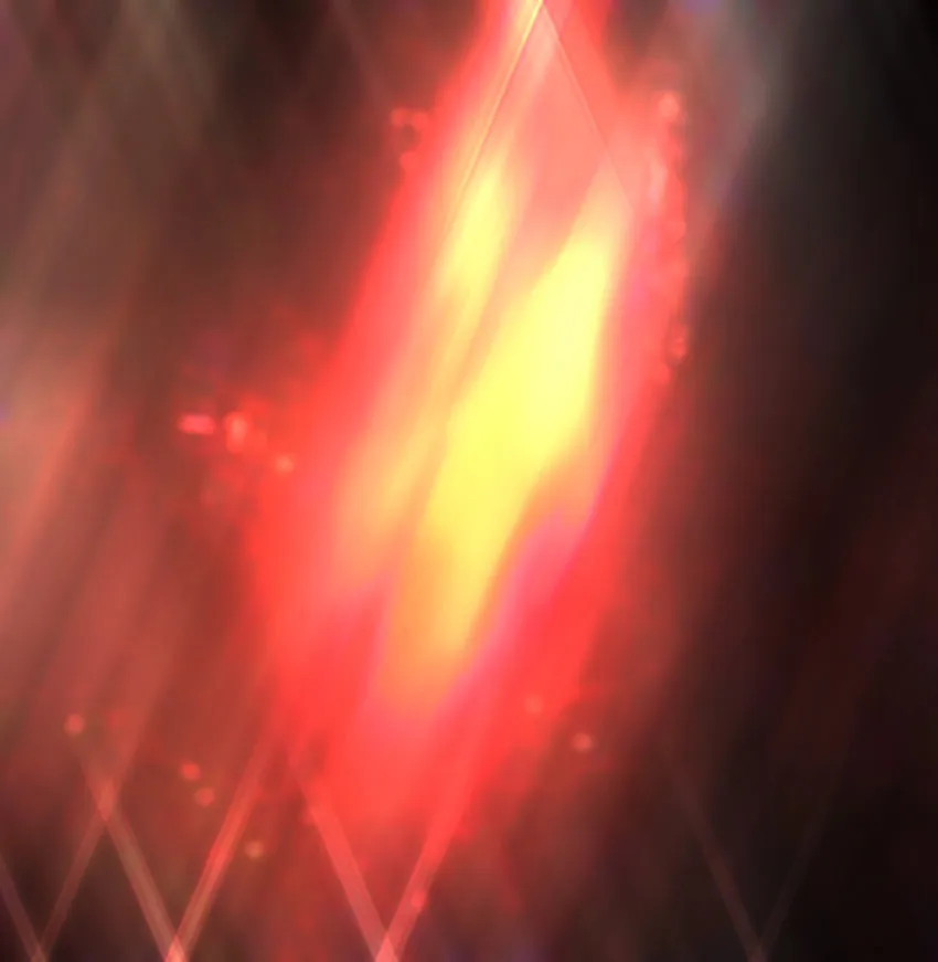 A bright yellow and red diagonal glow crossed by thin light streaks, fading to dark red at the edges.