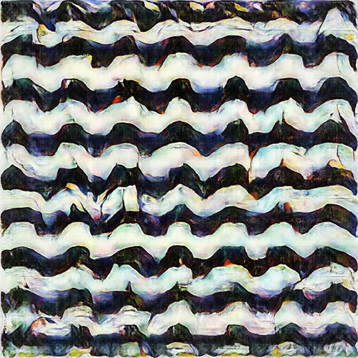 Crisper wavy bands of dark navy and white with painterly edges.