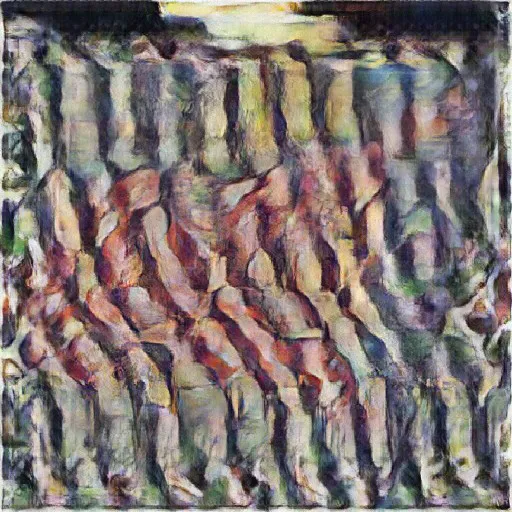 Vertical grey columns and diagonal pink forms, now with painterly outlines.