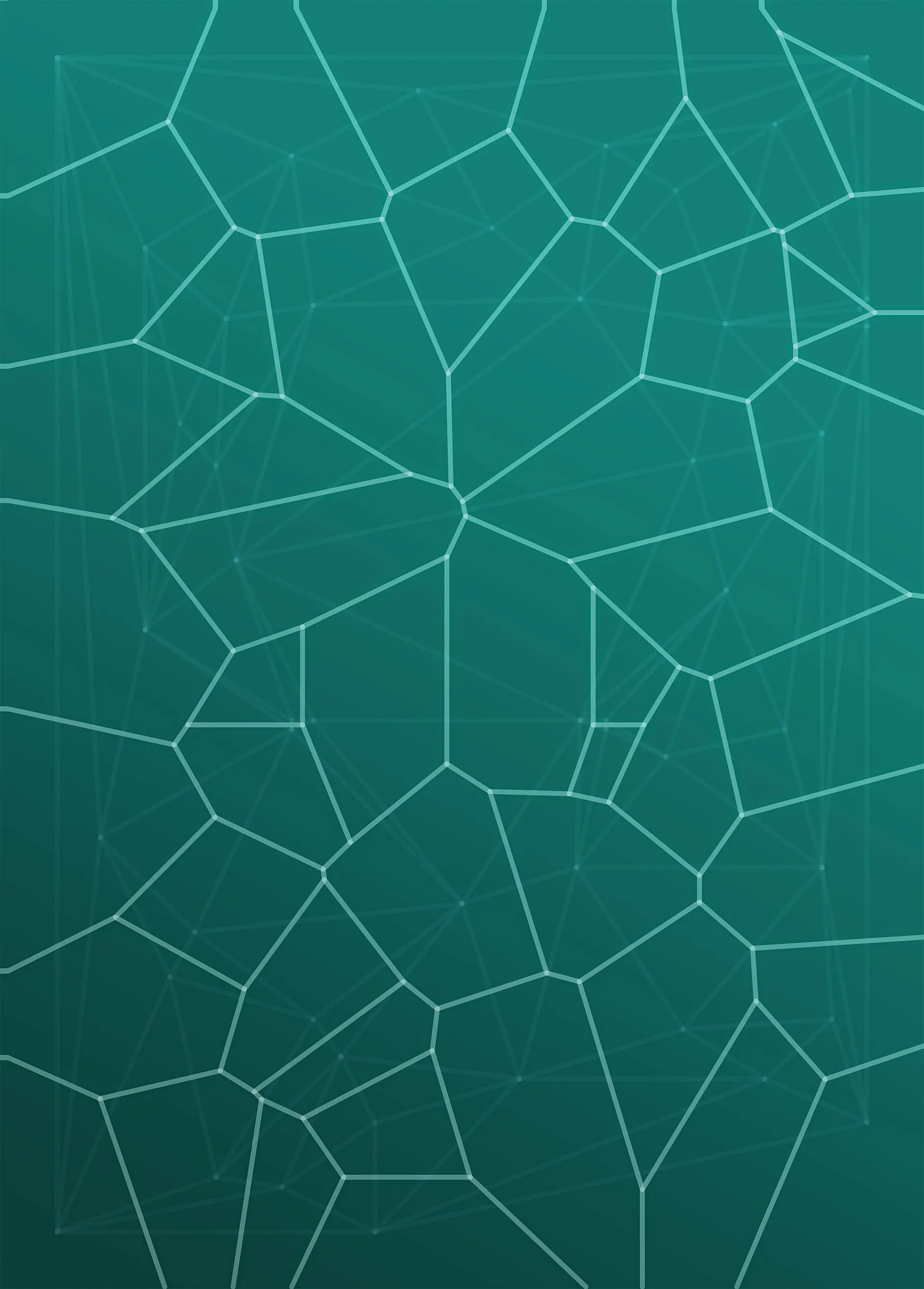 The wallpaper design: pale lines of a voronoi diagram over a teal gradient, with fainter connecting lines between the cell centres.
