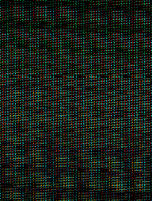 A dim green square of faint grid noise between black margins.