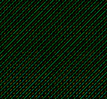 Green and black diagonal lines that thicken into bold stripes and fade back.